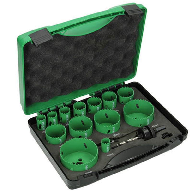 LYUKFŰRÉSZ KÉSZLET 15 RÉSZES 19-76mm+ADAPTER HIKOKI 4101074 KÉSZLETEK LYUKFŰRÉSZ KÉSZLET 15 RÉSZES 19-76mm+ADAPTER HIKOKI 4101074 KÉSZLETEK