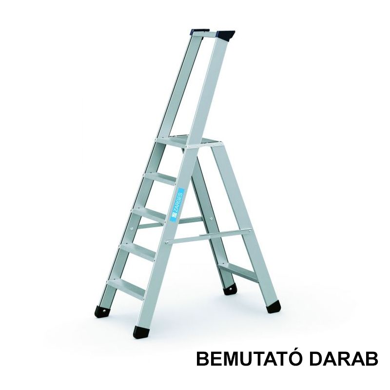 ZARGES 40335B BEMUTATÓ DARAB LÉPCSŐS LÉTRA 5 FOKOS Z500 ALU SZERSZÁMTARTÓVAL  ALUMINIUM- ÉS FALÉTRÁK