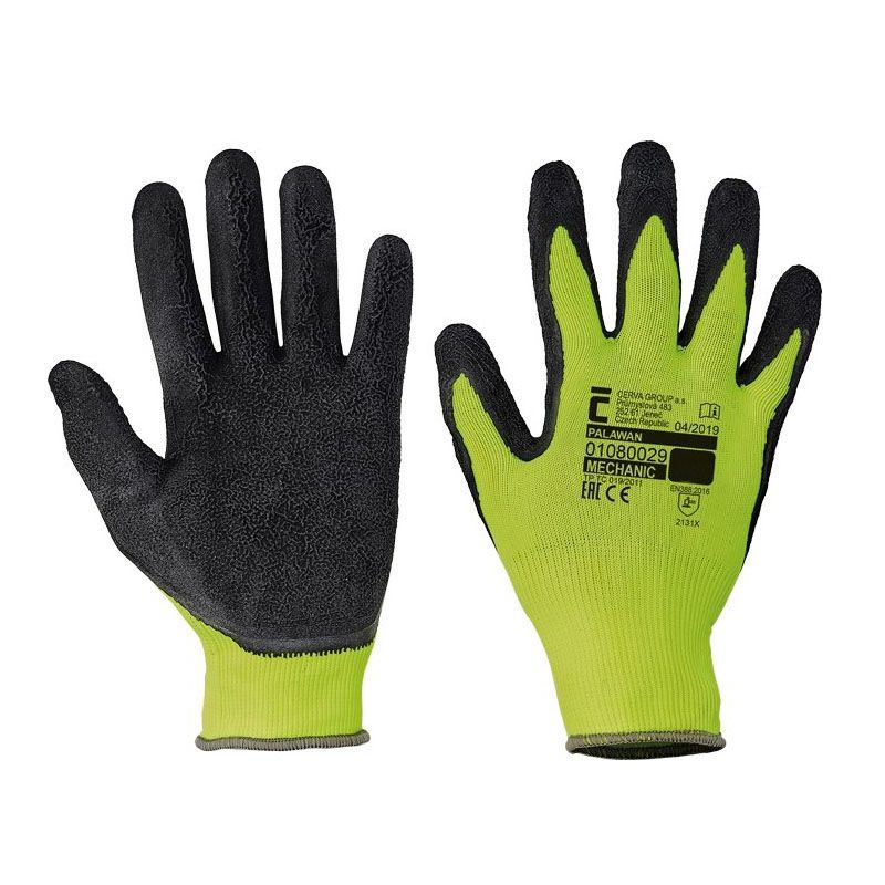 VÉDŐKESZTYŰ NYLON MÁRTOTT 8 PALAWAN SÁRGA-FEKETE CERVA 0108002999080