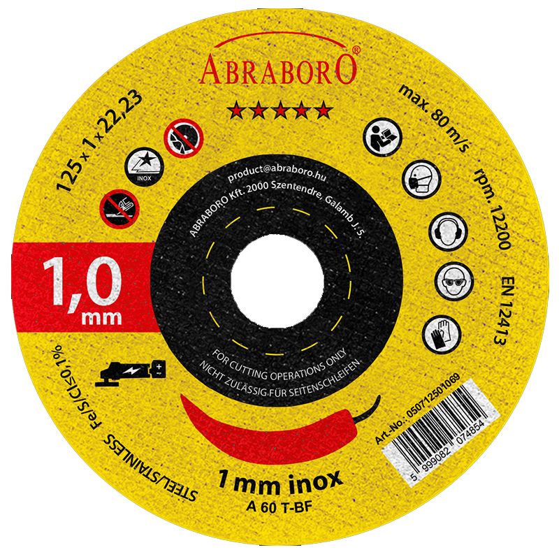 VÁGÓKORONG INOXHOZ D125*1.0Q 22LYUK AS60T T41 LAPOS AKKUS IMPORT