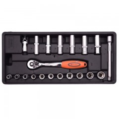 DUGÓKULCS KÉSZLET 3/8col 20RÉSZES 8-19mm / 10-15mm HARDEN HD-520632 SZERSZÁM-KULCSOK